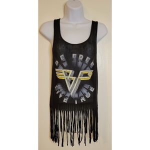 NWT black tank, XS, festival style, loose fit, fringe